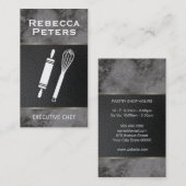 Whisk Rolling Button Kulinarischer Meister Schwarz Visitenkarte (Vorne/Hinten)