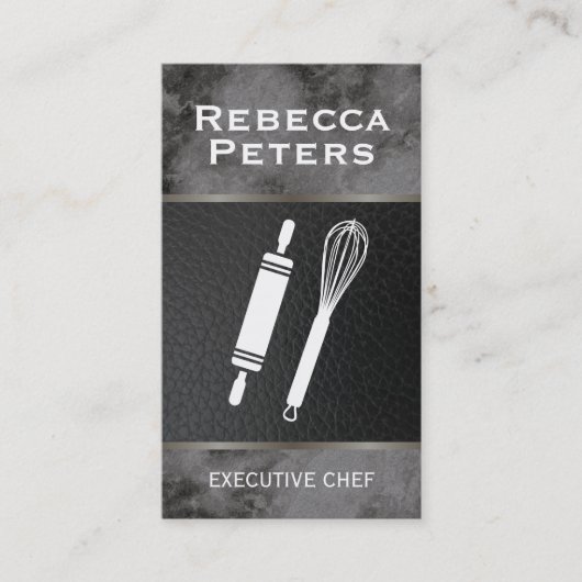 Whisk Rolling Button Kulinarischer Meister Schwarz Visitenkarte (Vorderseite)