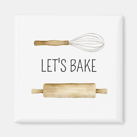 Whisk Rolling Watercolor Lets Bake Culinary Magnet (Vorne)