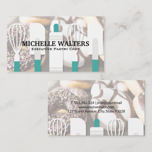 Whisk Spatula Rolling Button | Donuts Visitenkarte (Vorne/Hinten)