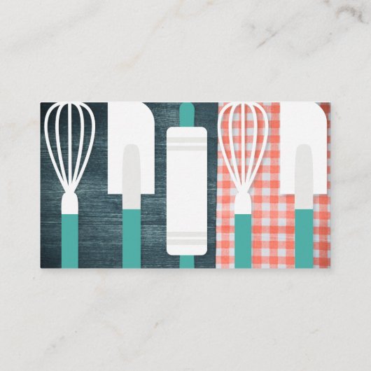 Whisk Spatula Rolling Button | Picnic Table Backgr Visitenkarte (Rückseite)