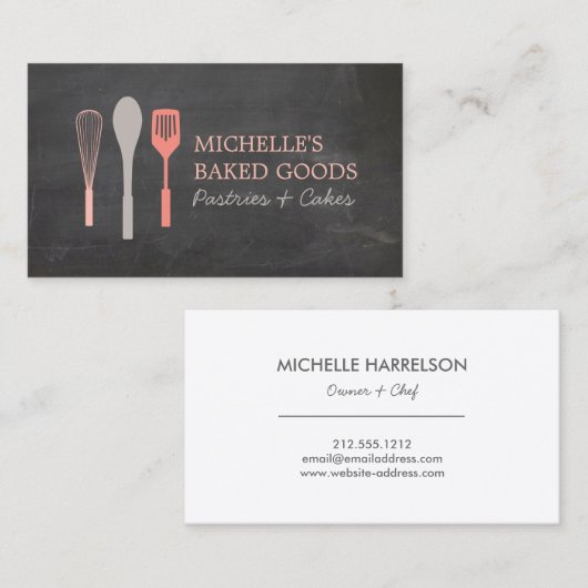 WHISK SPOON SPATULA LOGO Bakery Business Card Visitenkarte (Vorne/Hinten)