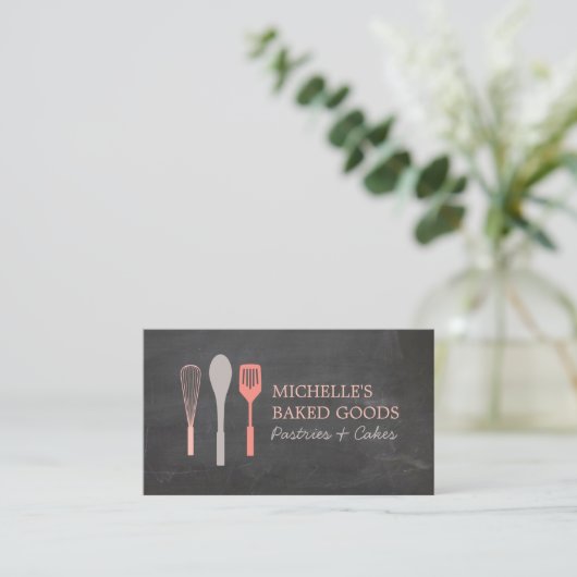 WHISK SPOON SPATULA LOGO Bakery Business Card Visitenkarte (Stehend Vorderseite)