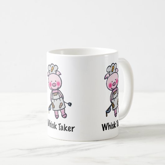 Whisk Taker Pig - Funny Koch Design Kaffeetasse (VorderseiteRechts)