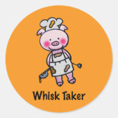 Whisk Taker Pig - Funny Koch Design Runder Aufkleber (Vorderseite)
