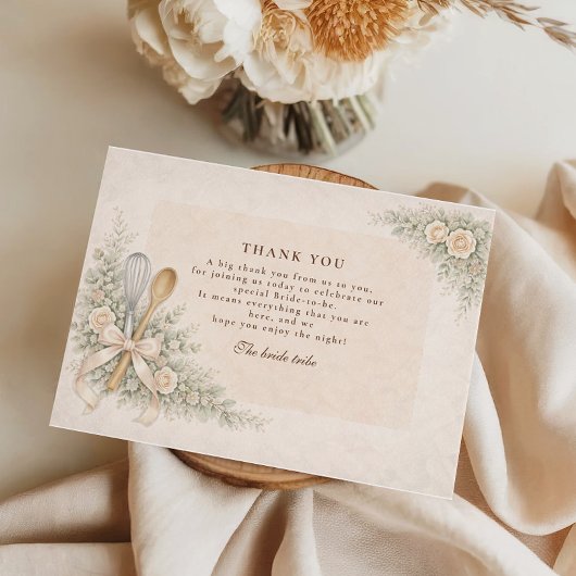 Whisked Away Rustic Baking Bridal Shower Dankeskarte