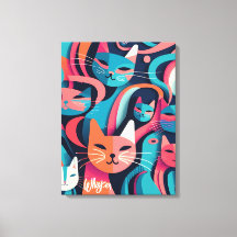 "Whisker" Abstrakte Vector Cats Canvas drucken