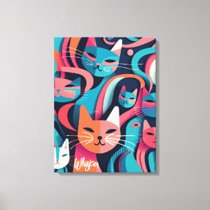 "Whisker" Abstrakte Vector Cats Canvas drucken Leinwanddruck