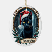 Whisker Wishes - Black Cat Christmas Art Ornament (Rechts)