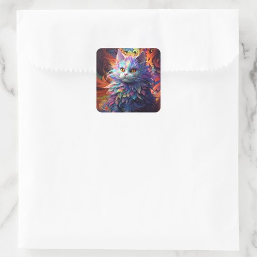 Whisker Wonder Quadratischer Aufkleber (Tasche)