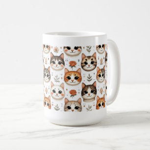 Whisker Wonderland: Eine Symphonie von Feline Face Kaffeetasse