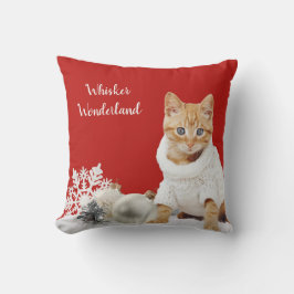 Whisker Wonderland Red Cat Throw Kissen