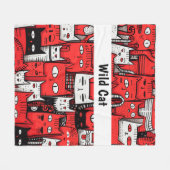 Whisker Wonderland: Red White Black Cat Lovers Fleecedecke (Vorderseite (Horizontal))