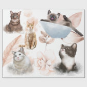 Whisker Wonders Watercolor Cats Wrapping Paper Geschenkpapier (Flach)
