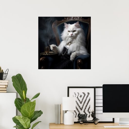 Whiskered Cat Wonders: Digital Cat Portraits Poster (Heimbüro)