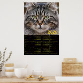 Whiskered Gaze: 2026 Tabby-Kalender Poster (Küche)