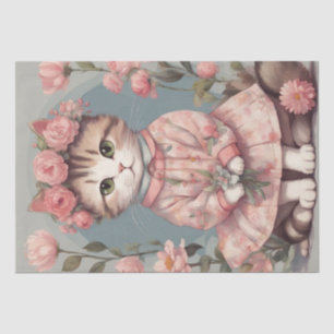 Whiskers and Blooms: Die stilvolle Feline-Dekoupag Seidenpapier