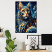 Whiskers and Sapphire: Eine Katze blauer Mit Augen Poster (Heimbüro)