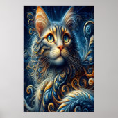 Whiskers and Sapphire: Eine Katze blauer Mit Augen Poster (Vorne)