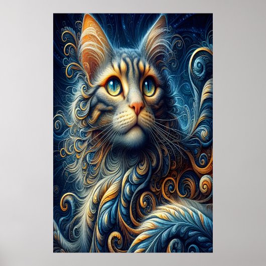 Whiskers and Sapphire: Eine Katze blauer Mit Augen Poster (Vorne)