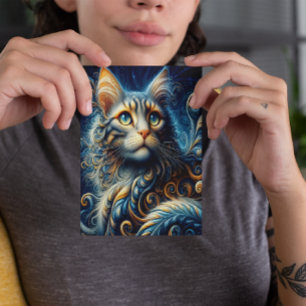 Whiskers and Sapphire: Eine Katze blauer Mit Augen Postkarte