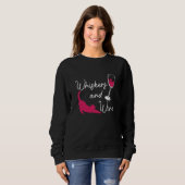 Whiskers And Wine Drinking Cat Drinker Sayings Gra Sweatshirt (Vorne ganz)