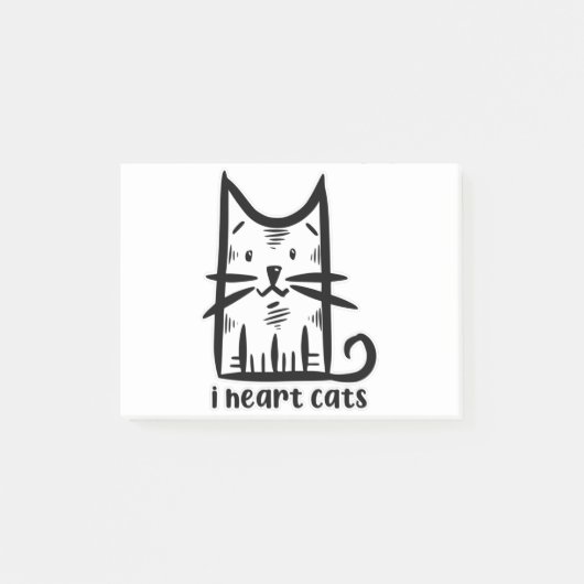 Whiskers Cat, I heart cats Post-it Klebezettel (Vorderseite)
