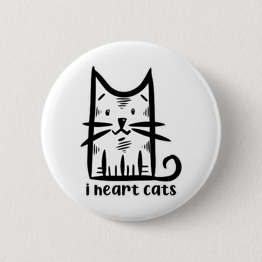 Whiskers Cat, ich hebe Katzen Button (Vorderseite)