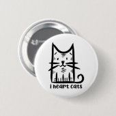 Whiskers Cat, ich hebe Katzen Button (Vorne & Hinten)