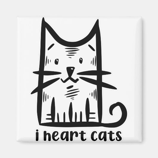 Whiskers Cat, ich hebe Katzen Magnet (Vorne)