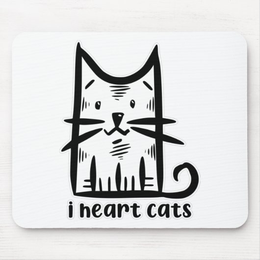 Whiskers Cat, ich hebe Katzen Mousepad (Vorne)
