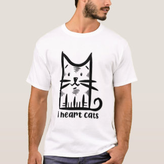 Whiskers Cat, ich hebe Katzen T-Shirt