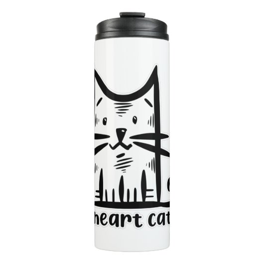 Whiskers Cat, ich hebe Katzen Thermosbecher (Vorderseite)