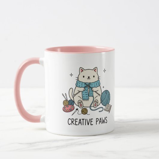 Whiskers Cat Playful Minimalistisch Sketch Kunst Tasse (Links)