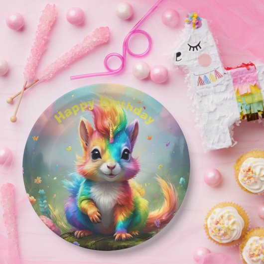 Whiskers des Wunders: Das Regenbogen-Einhorn-Eichh Pappteller (Party)