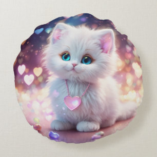 Whiskers & Dreams: Adorable Cat Pillow Rundes Kissen
