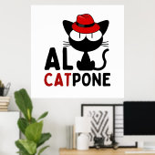 Whiskers of Mischief:  Al Catpone | black cat Poster (Heimbüro)