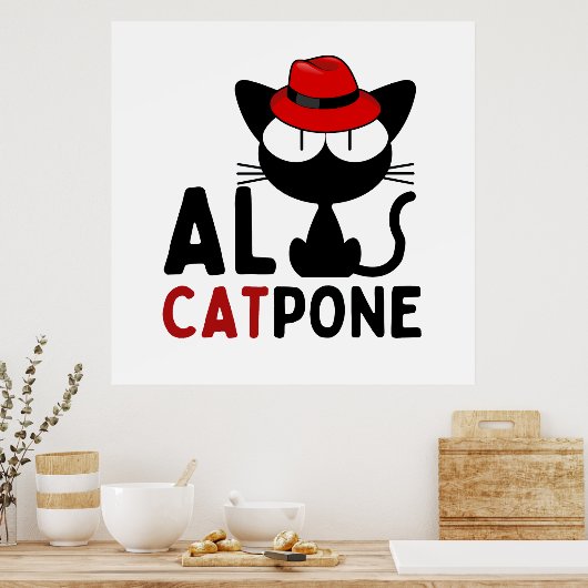 Whiskers of Mischief: Al Catpone | black cat Poster (Küche)