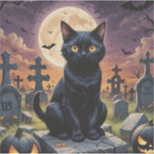 Whiskers of the Witching Hour - Black Cat Aufkleber (Vorderseite)