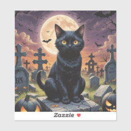 Whiskers of the Witching Hour - Black Cat Aufkleber