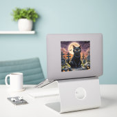 Whiskers of the Witching Hour - Black Cat Aufkleber (Laptop auf Schreibtisch)