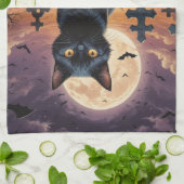 Whiskers of the Witching Hour - Black Cat Geschirrtuch (Gefaltet)