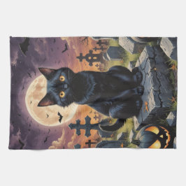 Whiskers of the Witching Hour - Black Cat Geschirrtuch