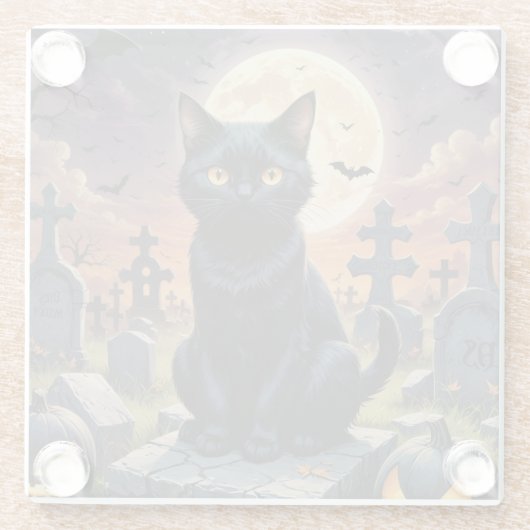 Whiskers of the Witching Hour - Black Cat Glasuntersetzer (Rückseite)