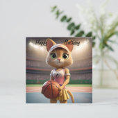 "Whiskers on Court" Netball oder Basketball Cat, Karte (Stehend Vorderseite)