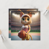 "Whiskers on Court" Netball oder Basketball Cat, Karte (Vorderseite/Rückseite Beispiel)