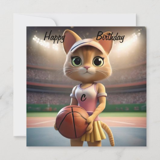 "Whiskers on Court" Netball oder Basketball Cat, Karte (Vorderseite)