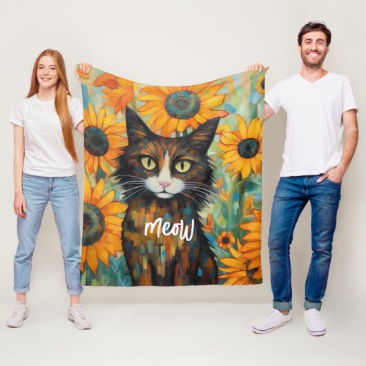 Whiskers & Sonnenblumen: Katze Lover zum Geburtsta Fleecedecke (Beispiel)