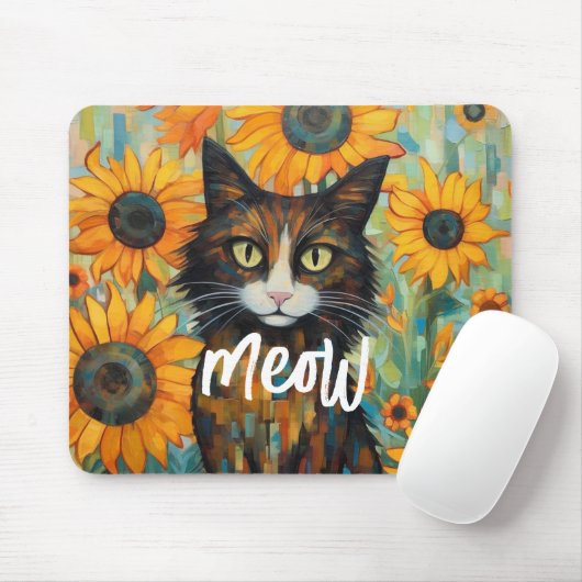 Whiskers und Sonnenblumen Bliss Cat Lover's Mousepad (Mit Mouse)