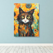 Whiskers und Sonnenblumen Katzenjammer Leinwanddruck (Insitu (Holzboden))